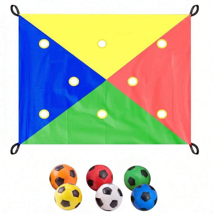 4‑Color Bean Bag Toss Game Set, 2.1*1.4m Indoor Outdoor Throwing Game With 6 Random Color Soft Ball, Multicolor Target Toss Game For Backyard Beach Party Group Team Building Activities - 4-colors, 2.1*1.4m - View 1