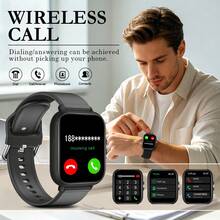 Unisex Smartwatch With Comfortable Silicone Strap, Supports Making And Receiving Calls, Message Notifications, Music Control, Alarm, Remote Camera, 180mAh Battery, 1.83-Inch Full-Screen Touch Display, Compatible With Android And IOS Systems, - View 3