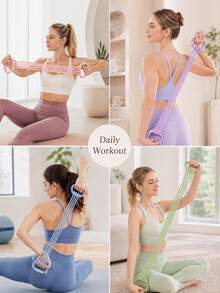 Exercise Yoga Resistance Band Features 6 Adjustable Resistance Levels, Suitable For Shoulder And Back Training, Yoga Resistance Training, And Is Ideal For Home Gym Workouts And Fitness Training. It's A Portable Fitness Accessory. - Multicolor - View 8