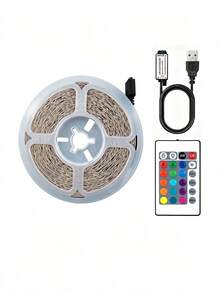 Remote Control USB RGB Color Changing LED Strip Lights, 1–10m Self-Adhesive Light Bar For TV Backlight, Gaming Room, Bedroom Decor, Party Atmosphere Lighting - RGB LED Strip Light - View 6