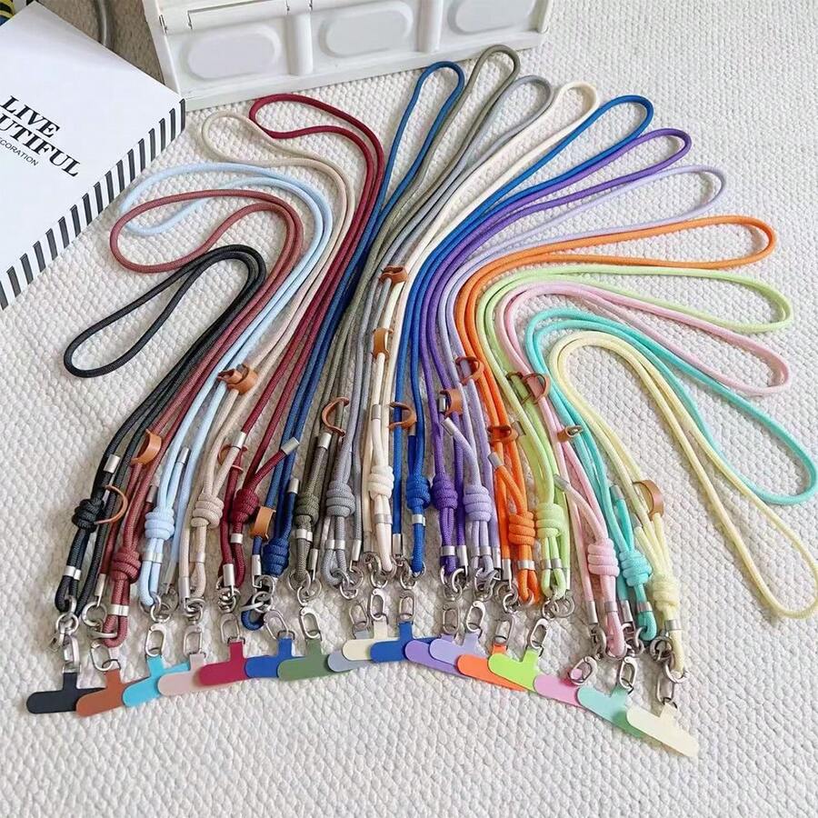 1PC Phone Lanyard Crossbody Halter Chain Phone Case Pendant Strap High-End Feel Women's Dopamine Halter Handheld Fan Rope Sturdy Clip Pad Exquisite Detachable Anti-Loss Anti-Drop - Multicolor - View 1