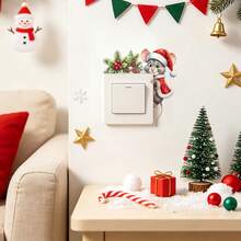 1PC 4 Styles Optional Waterproof Self‑Adhesive PVC Switch Decal, Cute Santa Mouse Christmas Tree Holiday Pattern, Removable Decorative Wall Socket Sticker, Home Wall Decor For Indoor House Christmas Winter Decoration - 1PC - View 6