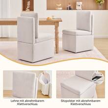 Multifunctional Dining Chair Grey Chenille - 灰色 - 查看 5