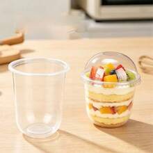 Viral U-Shaped Bobo Cup Disposable Fruit Yogurt Pudding Dessert Cake Ice Cream Bubble Tea Cup With Lid - Transparent - View 5