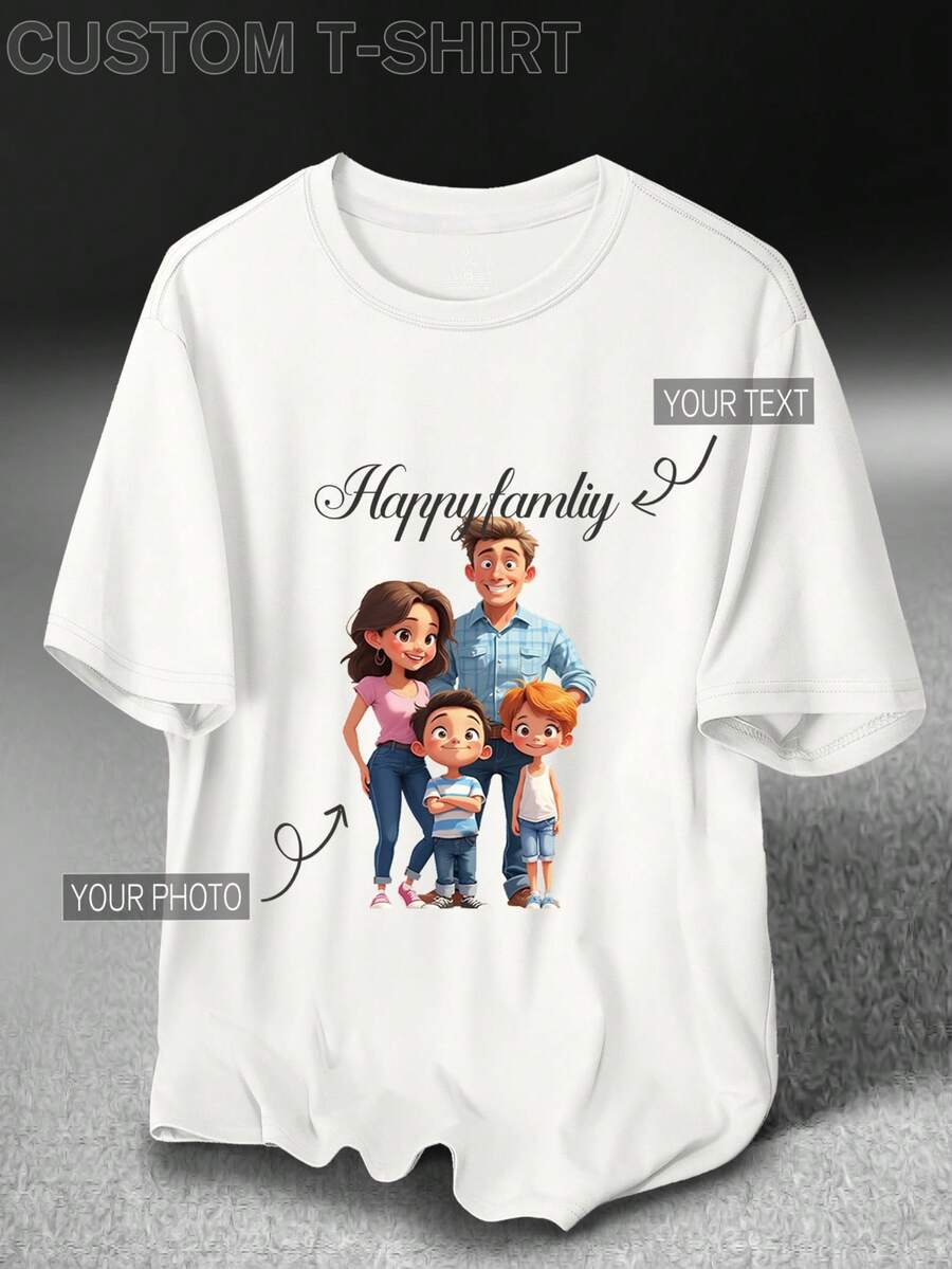 Custom Basic T-Shirt Unisex, Upload Photo & Text, Personalized Birthday & Anniversary Gift Sports - White - View 1