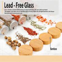 Set de 12 tarros de especias de vidrio cuadrados, salero, dispensador de condimentos con tapas, etiquetas y cepillo, utensilios de cocina - Multicolor - Ver 10