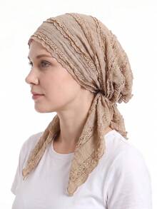 Pre‑Tied Crinkle Lace Head Wrap For Women, Soft Breathable Turban Scarf, Stylish Lightweight Head Cover For Daily Use - Color - View 28