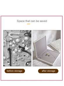 1pc Sparkling Rhinestone Jewelry Storage Box, Large Capacity Soft Grey Lining Jewelry Organizer Gift Box, Suitable For Necklaces, Earrings, Rings - White - View 4