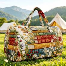 1pc Quilted Book-Shaped Cylinder Bag With Wildflower Meadow Print, Botanical Floral Pattern, Artistic Pastoral Style, Suitable For Women, Random Print Gift For Halloween, Thanksgiving, Christmas - Multicolor - View 7