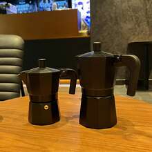 Moka Pot - 3/6/9 Cup Espresso And Cuban Coffee Brewer, Black R-Handle Stovetop Moka Pot, Suitable For Home Use And Outdoor Moka Pot - Black - View 2