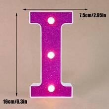 1pc 16cm Purple LED Letter Light, Alphanumeric Night Light, Battery Powered LED Light, Light‑Up Number Sign For Anniversary, Birthday Party Decoration, Wedding Background Decoration, Christmas And Halloween Party Home Bedroom Night Light. - Purple - View 26