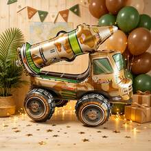 1 Set 4D Assembled Tank Missile Car Off-Road Vehicle Foil Balloons, Suitable For Jungle Adventure Party Decoration, Adventure Mission Theme Party Decoration - View 4