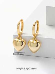 SYMFNY 1 Pair 925 Sterling Silver 3D Heart-Shaped Stud Earrings, Smooth Solid 3D Heart Pendant Hoop Earrings - Love - View 4