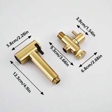 1pc Toilet Handheld Bidet Sprayer Set, 2-Gear Spray Gun, 1-In 2-Out Dual Control Valve, 2m/78.74in Hose, Butt Washer, Washing Machine And Toilet Handheld Shower Bidet Accessory - Gold - View 6