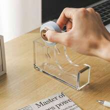 1pc Transparent Solid Acrylic Tape Dispenser, Modern Minimalist Style, With Sharp Metal Cutting Blade, Hollow Structure, Desktop Washi Tape Cutter Office Stationery Storage Rack - Tape Cutter - View 7