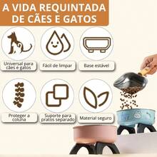 Tigela alta para gatos e cães em aço inoxidável com base antiderrapante, comedouro elevado que protege a coluna cervical do pet e evita derramamentos, design fofo azul com estampa de coelho, tamanho ideal 14,5cm para raças pequenas e médias. - 300ml - Visão 4