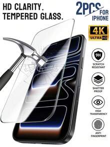 2pcs Full Coverage High Definition Tempered Glass Screen Protector, Anti-Drop Anti-Collision Anti-Fingerprint, High Hardness Material Effectively Resists Daily Wear And Tear, No Scratches When Placed In Backpack Or Contacting Hard Objects, Compatible With IPhone 18 Pro Max/18 Pro/17e/17 Pro Max/17 Pro/17 Air/17/16 Pro Max/16 Pro/16 Plus/16/15 Pro Max/15/14/13/12 And Other Models - Clear - View 32