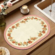 Kitchen Draining Mat, Home Dining Table Mat, Absorbent Mat, Countertop Tableware Mat, Bowl & Plate Drying Mat, Coffee Mat, 3.6mm Thickness - Pink Woven - View 1