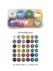 8/12/16 Colors Cotton Lace Crochet Yarn Set, Size 8 Lace Yarn Suitable For Hand Knitting, Embroidery And Cross Stitch Fine Yarn, Soft Crochet Yarn For Handicraft Enthusiasts, Multi-Color Assortment - No. 8 Lace Thread - View 6
