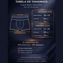Kit 12 cuecas box boxer Premium Masculinas Microfibra Confort Boxer ou 4 - Multicolorido - Visão 7