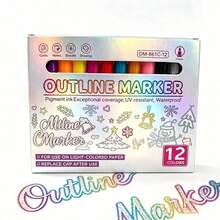 24 Colors Double Line Outline Metallic Glitter Markers Set, Built-In Outline Effect, Suitable For Journaling, Painting, Scrapbooking, Calligraphy, Card Making, Christmas Cards And Back To School Art Supplies - Double-line Colored Journaling Pen - View 6