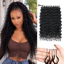AMECIRE Miracle Knots Feather Crochet Human Hair 16-24 Inch Deep Wave Crochet Hair | 100g Pre-Separated Invisible Knots Lightweight, Reusable Natural Black Hair Extensions For Women - Natural Black - View 2