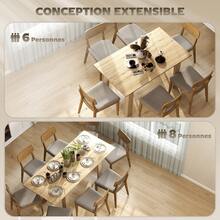 Mesa de comedor extensible, mesa de cocina rectangular, para 6-8 personas, 140-180 x 80 cm, efecto madera natural. - Multicolor - Ver 6