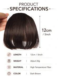 Women's Clip-In French Bangs Hair Piece, No Sideburns, Synthetic Hair, Natural Style, Heat-Resistant Fiber, Lightweight Invisible Clip-In Hair Accessory - Multicolor - View 2