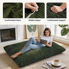 Sillón Puff Convertible DDY-SHENHUI - Tu Espacio Acogedor para Relajación y Tiempo en Familia - Verde + Franela - Ver 8