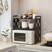 1pc Double-Layer Microwave Oven Rack, Detachable And Stackable Kitchen Storage Rack, Countertop Organizer, Perfect For Kitchen Storage, Kitchen Utensil Storage, Kitchen Decoration, And Dining Room Decoration. - Multicolor - View 13
