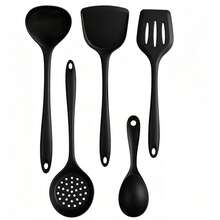 1PC/5PCS Silicone Cooking Tools, One-Piece Silicone Kitchen Utensils, Non-Stick Silicone Kitchen Cooking Tool Set, Heat Resistant, Includes Spatula, Soup Spoon, Slotted Spoon, Rice Paddle, Strainer, Portable Hanging Hook Kitchen Tool Set - Multicolor - View 13