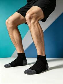 1/5/10/20 Pairs Men's Short Socks, Mesh Breathable Comfortable Sports Socks, Anti-Slip Heel, Casual Home Socks - Multicolor - View 6
