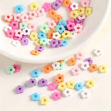 1 Pack 50g Macaron Mixed Color Mini 5-Petal Flower Soft Clay Slices, DIY Cream Glue Phone Case Hair Clip Filler Accessories, Colorful Flower Soft Clay Stickers DIY Handmade Material - Multicolor - View 2