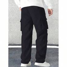 Men Loose Cargo Pants For Streetwear, Daily Wear And Weekend Outfits - 黑色 - 查看 3