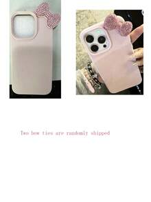 Bow-Knot 1pc Pink Personalized Full Coverage TPU Shockproof Phone Case Compatible With Apple 17, 16, 15, 14, 13, 12, 11 Pro Max - Pink - View 4