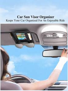 1pc Auto Car Sun Visor Organizer, Visor Holder, Car Sun Visor Mutil-Pocket Storage Organizer,Car Truck SUV Storage Pouch Holder, Multifunctional Auto Interior Accessories Storage Pocket Sun Visor Pouch For Fashion Glasses, Document, Card,Driver License - Black - View 8