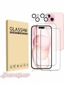 Screen Protector [2+2 Set] Compatible With Apple 18/18Pro/18Promax, 17 Pro, 17 Pro Max, 17 Air, 16 Pro Max, 16, 16 Pro, 16 Plus, 15 Pro Max, 15, 15 Plus, 15 Pro, 14 Pro Max, 14 Pro, 14 Plus, 14, 13, 12, 11 Inch Models, Tempered Glass Screen Protector And 2pcs Camera Lens Protector [Anti-Scratch] [Anti-Shatter] - Clear - View 35