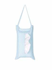 1pc Nordic Striped Hanging Tissue Holder Home Decor, Reusable Fabric Tissue Storage Box Suitable For Car Seats, Bathroom, Bedroom, Lightweight And Portable Tissue Organizer - Multicolor - View 9