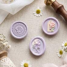 1pc Floral Embossed Wax Seal Stamp Copper Head - Perfect For Love Letters, Invitations, Holiday Cards, Journals, Scrapbooking, DIY Crafts - Embossed Floral Stamp Head/1Pcs - View 6