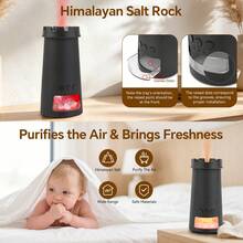 JELLOO Máy khuếch tán tinh dầu hiệu ứng ngọn lửa lò sưởi & đèn muối Himalaya, máy tạo ẩm phun sương mát 8 màu có hẹn giờ và chức năng tự ngắt, phù hợp cho nhà ở, phòng ngủ, văn phòng, yoga - Máy tạo ẩm ánh sáng xung quanh bảy màu - Xem 6