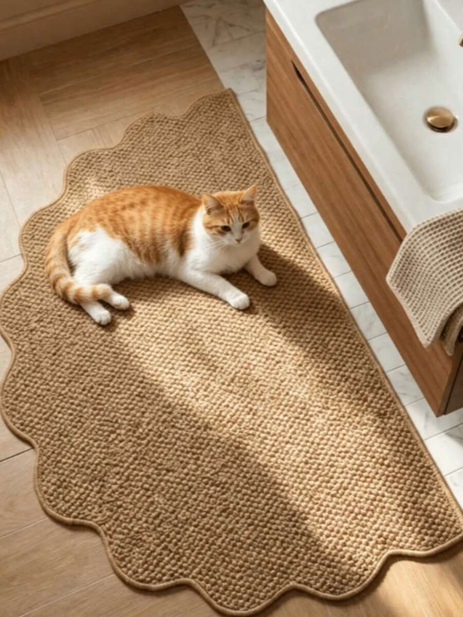 1pc Half-Circle Wavy Edge Pineapple Ring Floor Mat, Decorative Rug, Small Carpet, Suitable For Bathroom, Living Room, Bedroom, Balcony, Outdoor, Outdoor Doormat, Kitchen Rug, Home Decor, Front Door Mat, Area Rug, Outdoor Mat, Home Decor, Area Carpet, Garden Rug, Washable Carpet - Multicolor - View 1