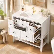 White Bathroom Vanity - Storage Unit - 76 X 46.5 X 82 Cm - 白色 - 查看 1