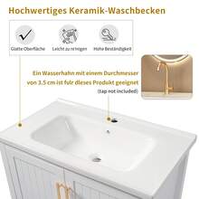 Bathroom Vanity Unit White With Shelf - 80cm - White - View 5