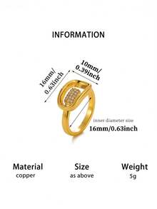 3Pcs/Set Fashion Cubic Zirconia Round Ring For Women Gold Color Geometric Open Ring Wedding Party Jewelry Gift - Multicolor - View 5