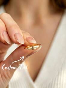 Custom Name Personalized Engraved Ring, Stainless Steel Oval Promise Ring Jewelry - Multicolor - View 2