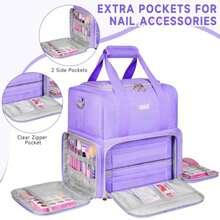 Nail Polish Organizer Holds 80+ Bottles, Nail Polish Carrying Case With 2 Removable Bags, Nail Organizers And Storage For Nail Tech, Portable Nail Supplies Holder, Mother Day Gift For Women Grils - Purple - View 6