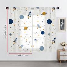 2PCS Yellow And Blue Star Space Science Fiction Sheer Curtains, With Pole Pockets To Protect Privacy, Suitable For Window Decoration In Bedrooms And Living Rooms, Kitchens, And Balconies,Fun Decorative Sheer Curtains,90gsm - Multicolor - View 13