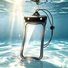 浮力 IPX8 防水手機防水袋，觸控感應，清晰水下拍照與錄影，通用於所有手機，適合游泳、潛水、漂流、海灘、旅行、獨木舟、泳池 - 黑色 - 查看 6