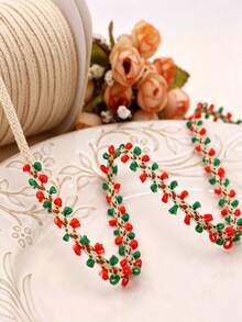 5 Yard Red & Green Lace Trim Christmas Decorative Ribbon, Gift Wrapping Ribbon, Suitable For Christmas Tree Decoration, Wreaths, Garlands, Handmade Crafts - Multicolor - View 4