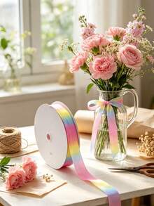 10 Yards/Roll Rainbow Gradient Single-Sided Velvet Ribbon, Suitable For Floral Packaging, Gift Box Decoration And Bow Making, Christmas, Halloween - Multicolor - View 10